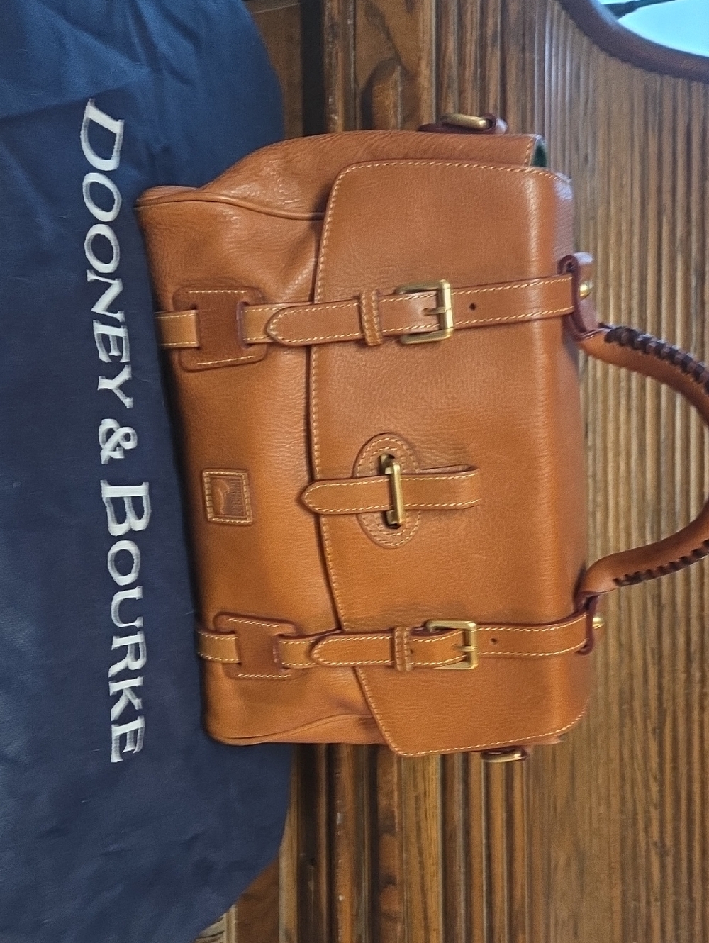 Dooney & Bourke Tan Pebble Leather Satchel with Gold Hardware